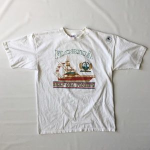 Single Stitch Florida Sea Fishing Shirt - Mens XL